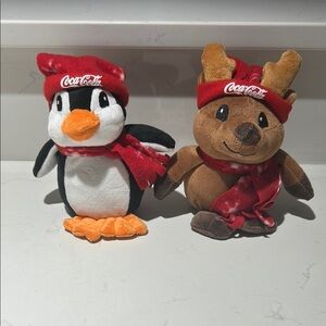 Coca-Cola Penguin and Reindeer Plush Set